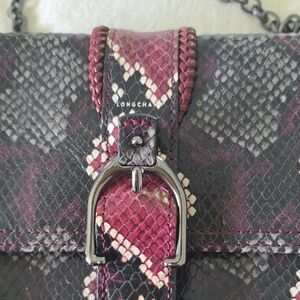 Longchamp Crossbody Bag - Red and Black Snakeskin
